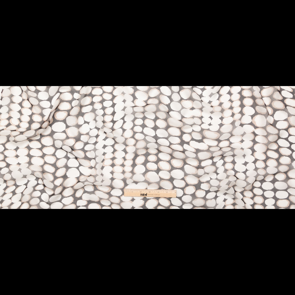 Black, Taupe and White Circles Silk Chiffon