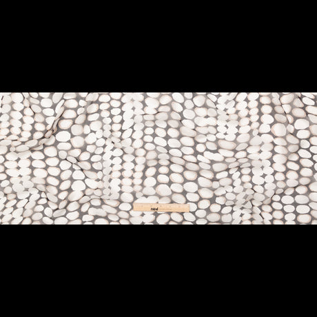 Black, Taupe and White Circles Silk Chiffon