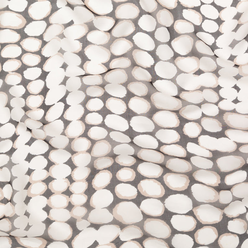 Black, Taupe and White Circles Silk Chiffon