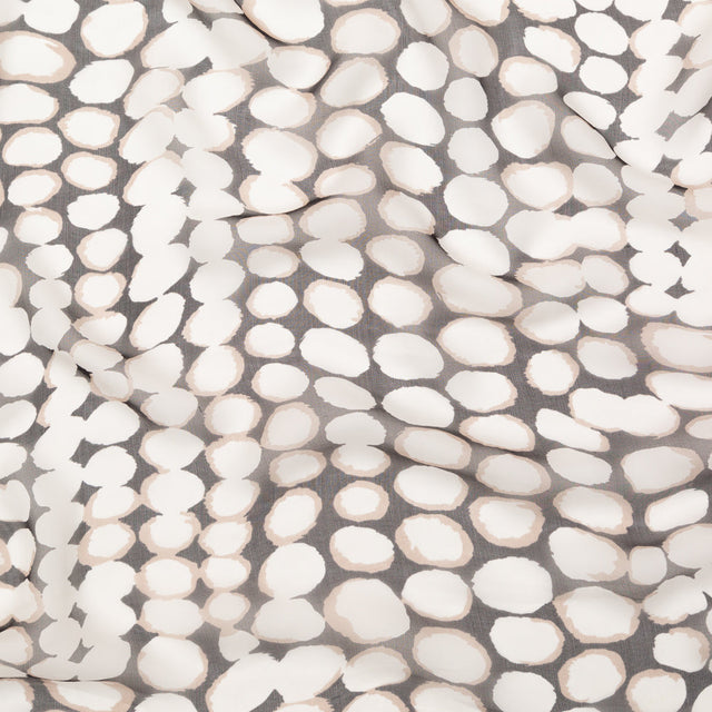 Black, Taupe and White Circles Silk Chiffon