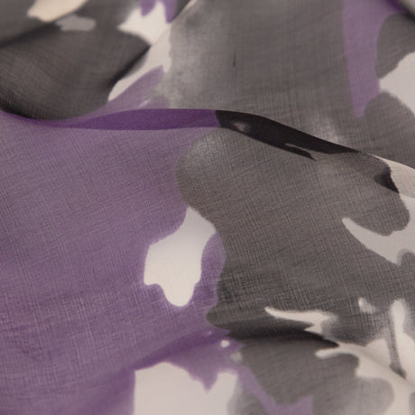 Purple and Gray Abstract Silk Chiffon