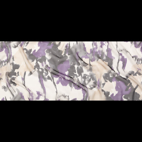 Purple and Gray Abstract Silk Chiffon