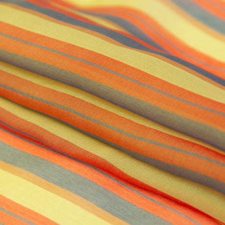 Orange, Yellow and Slate Striped Silk Chiffon