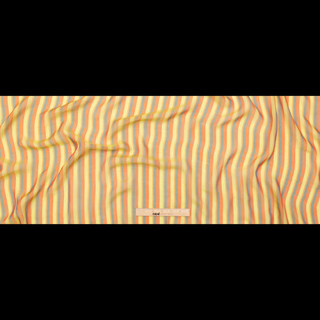 Orange, Yellow and Slate Striped Silk Chiffon