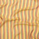 Orange, Yellow and Slate Striped Silk Chiffon
