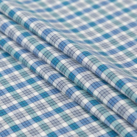Bijou Blue, Gray Violet and Wasabi Plaid Cotton Twill