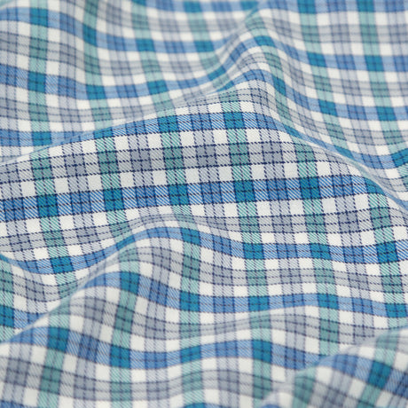 Bijou Blue, Gray Violet and Wasabi Plaid Cotton Twill