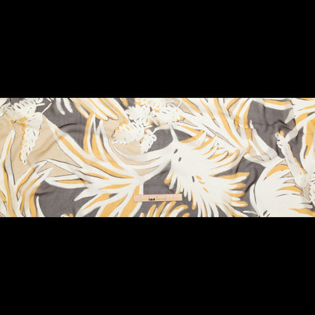 Karen Kane Honey Mustard and Wren Painterly Floral Crinkled Silk Chiffon