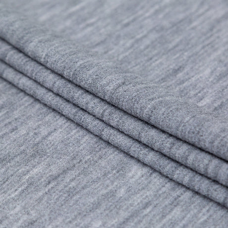 Italian Heathered Light Gray Creped Stretch Knit