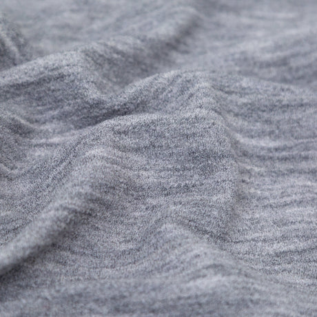Italian Heathered Light Gray Creped Stretch Knit