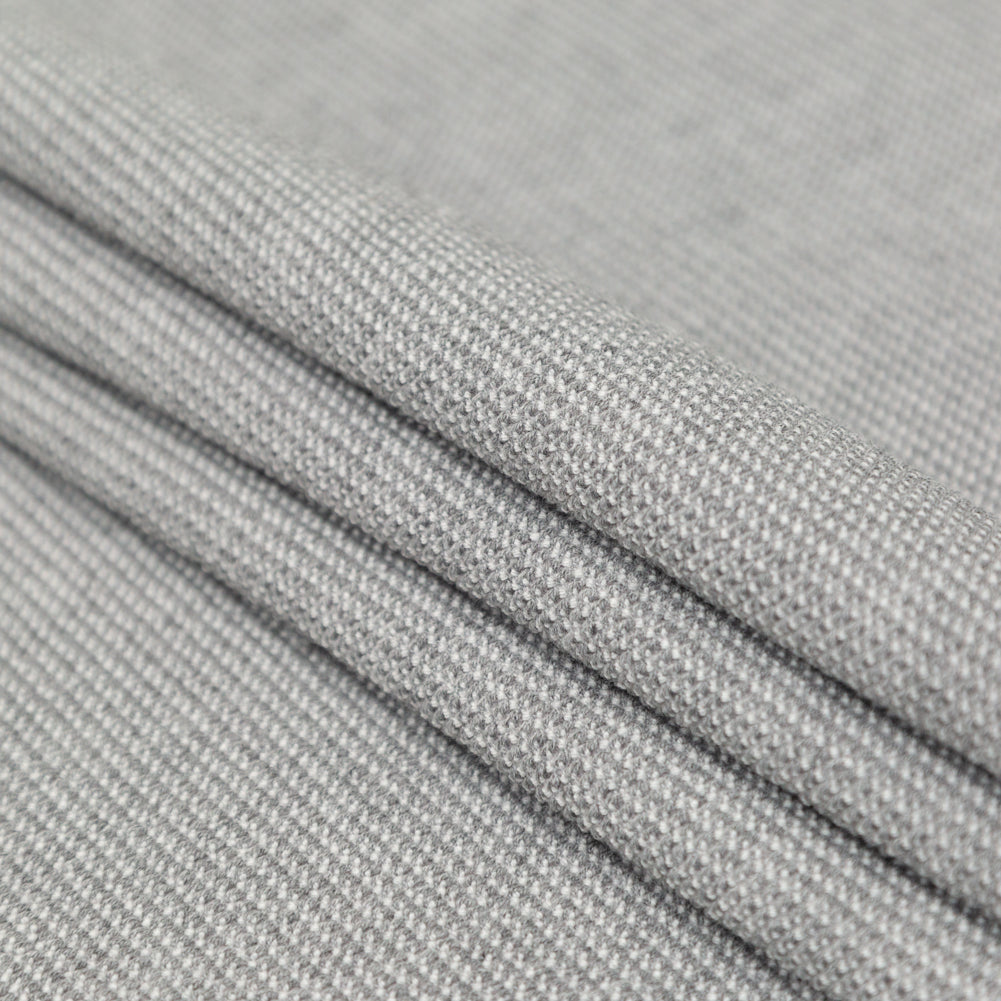 Italian Silver Ash Stretch Polyester Tweed