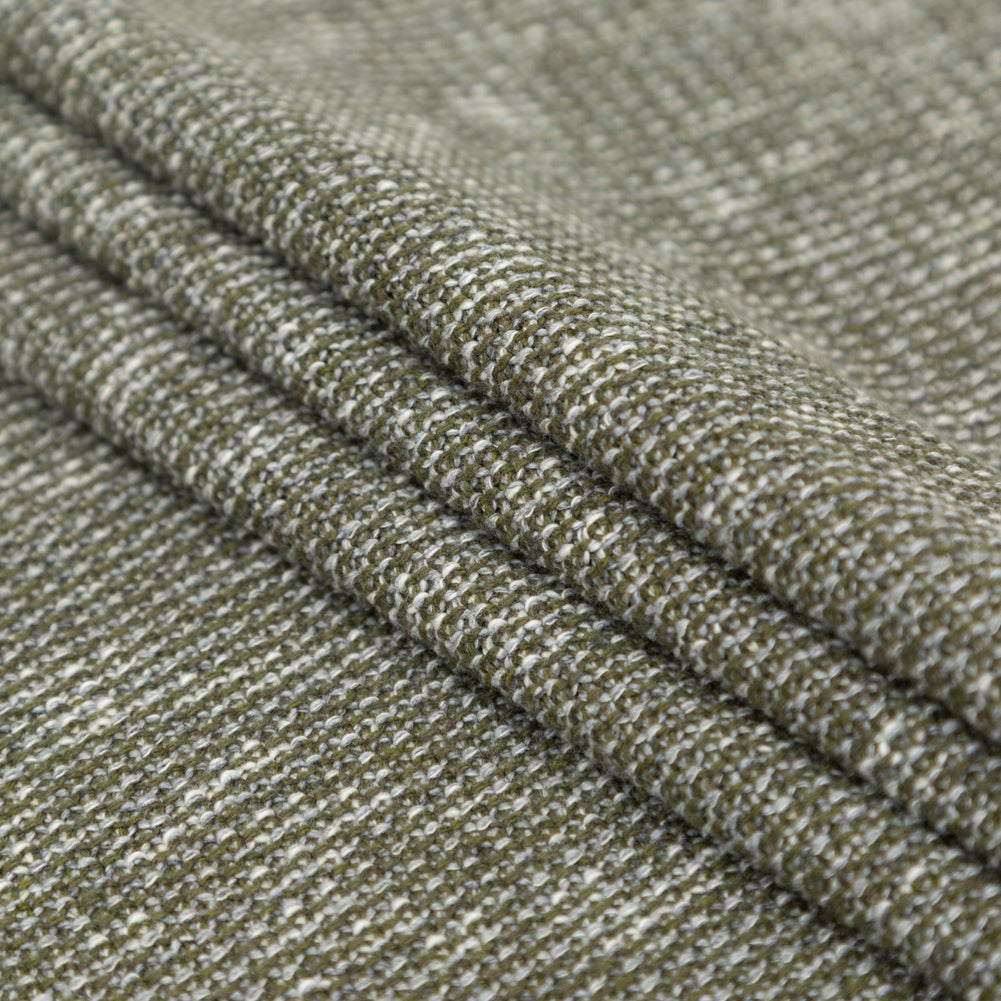 Italian Olive and White Heathered Stretch Knit