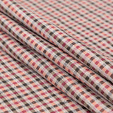 Brown, Coral and Magenta Tattersall Checkered Linen Dobby
