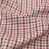 Brown, Coral and Magenta Tattersall Checkered Linen Dobby