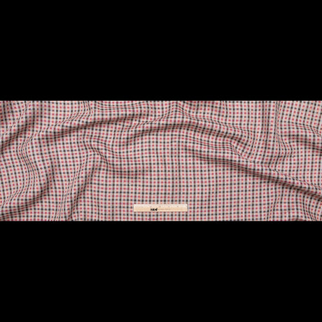 Brown, Coral and Magenta Tattersall Checkered Linen Dobby