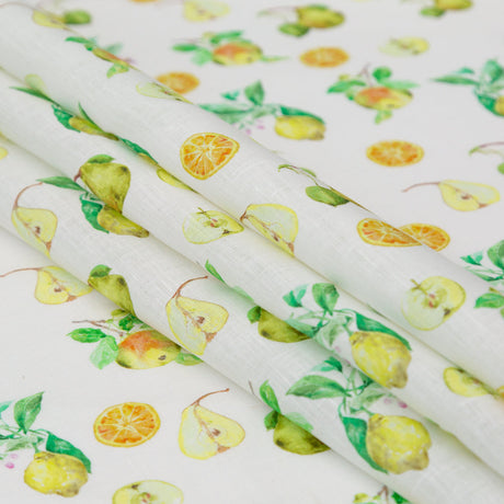 Pears, Oranges and Lemons Printed Linen Woven