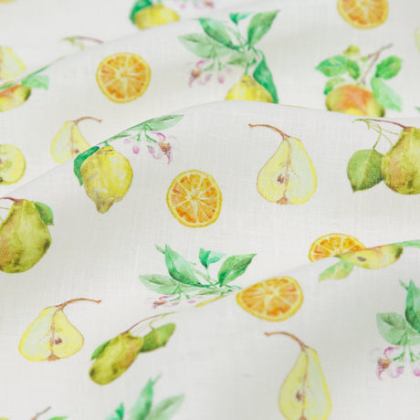 Pears, Oranges and Lemons Printed Linen Woven