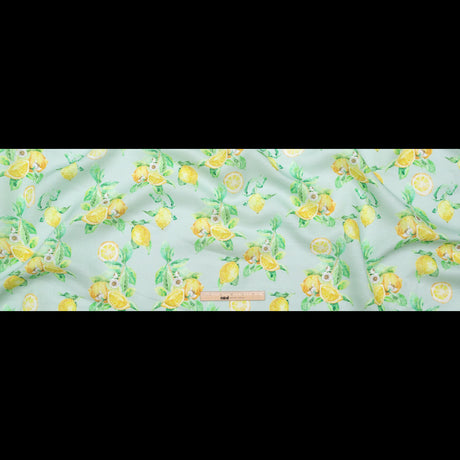 Lemons on Celadon Printed Linen Woven