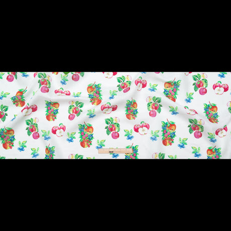 Blueberries and Apples Printed on an Ivory Linen Woven