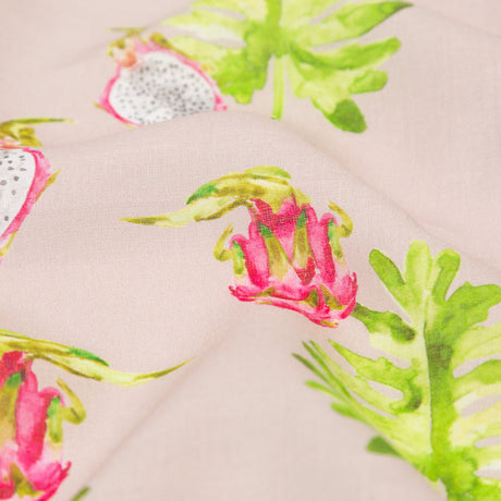 Dragon Fruit on Mauve Printed Linen Woven