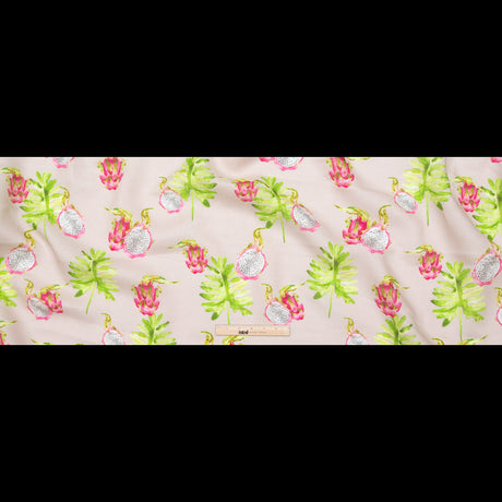 Dragon Fruit on Mauve Printed Linen Woven