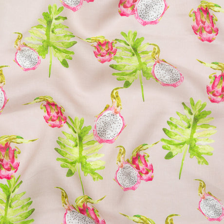Dragon Fruit on Mauve Printed Linen Woven
