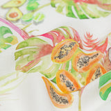 Avocado, Pineapples, Papaya and Coconuts Printed Ivory Linen Woven