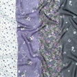 Italian Plum and Grass Green Striped Floral Polyester Chiffon