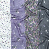 Italian Plum and Grass Green Striped Floral Polyester Chiffon