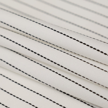 Italian White and Black Broken Chalk Stripe Stretch Woven