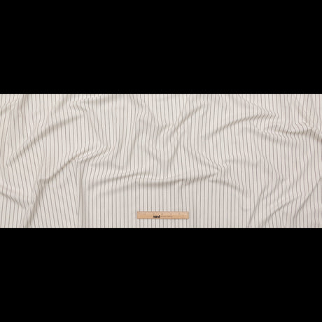 Italian White and Black Broken Chalk Stripe Stretch Woven