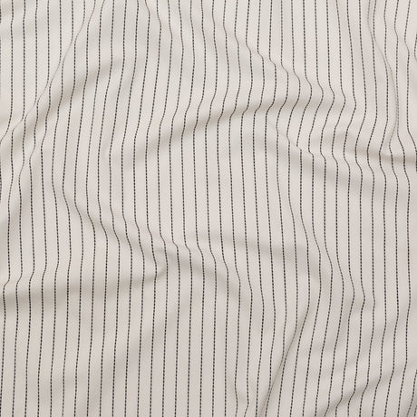 Italian White and Black Broken Chalk Stripe Stretch Woven
