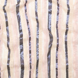 Italian Novelty Pale Beige and Pink Sequins and Fringe Striped Tulle