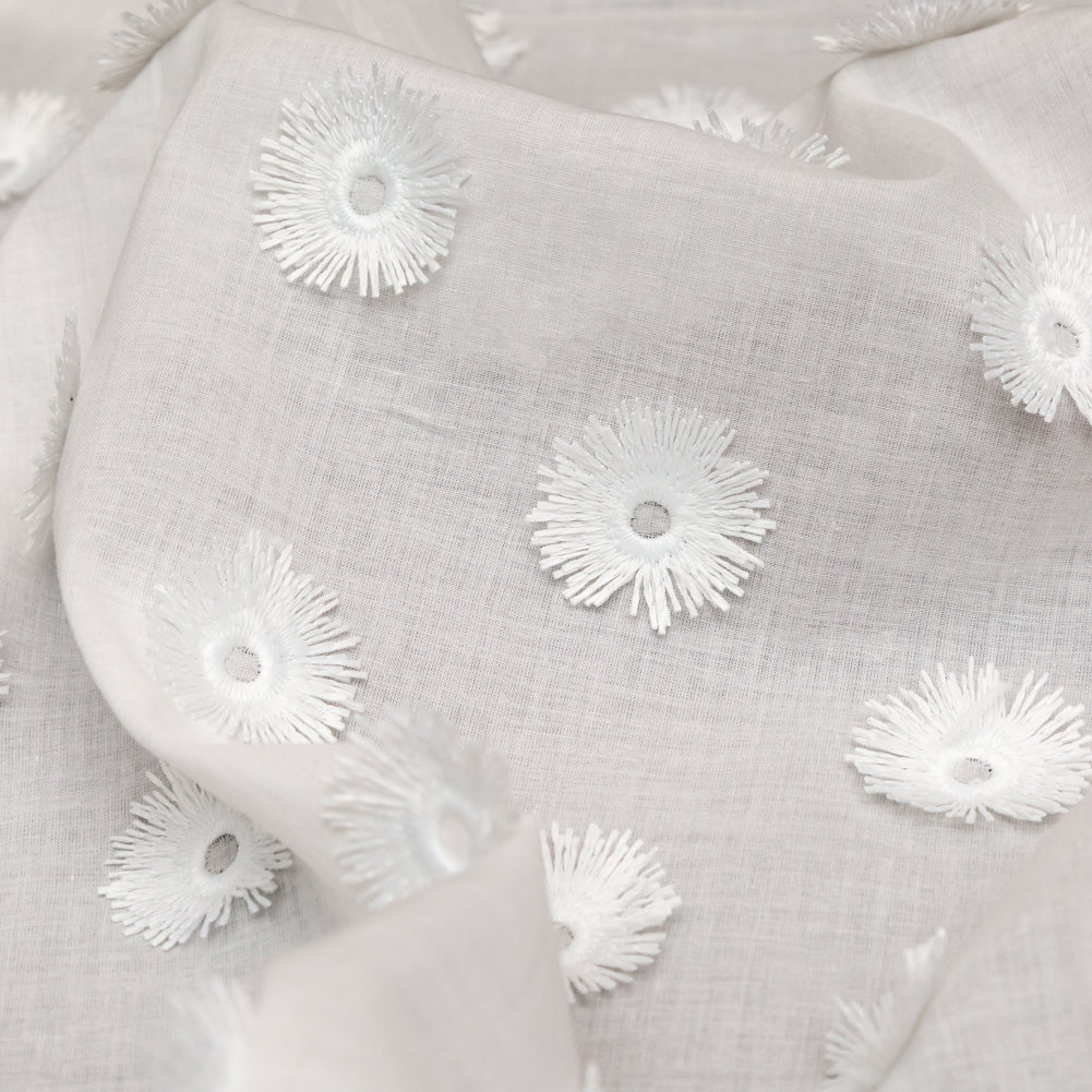 Off-White 3D Sunflower Embroidered Cotton Voile