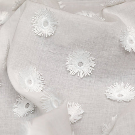 Off-White 3D Sunflower Embroidered Cotton Voile