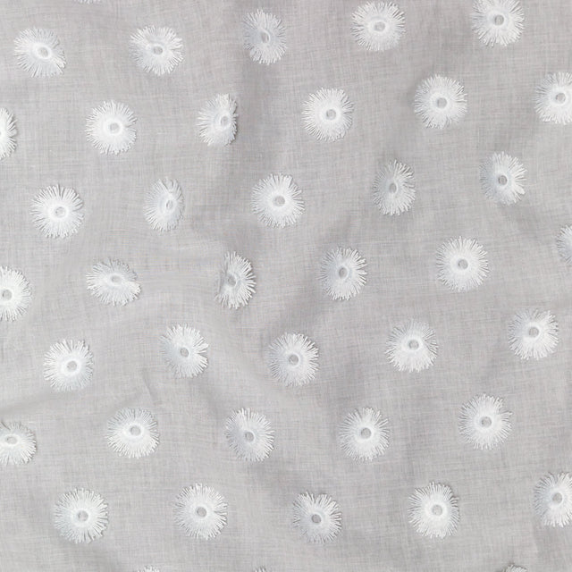 Off-White 3D Sunflower Embroidered Cotton Voile