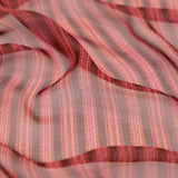 Famous NYC Designer Red and Pink Striped Silk Chiffon