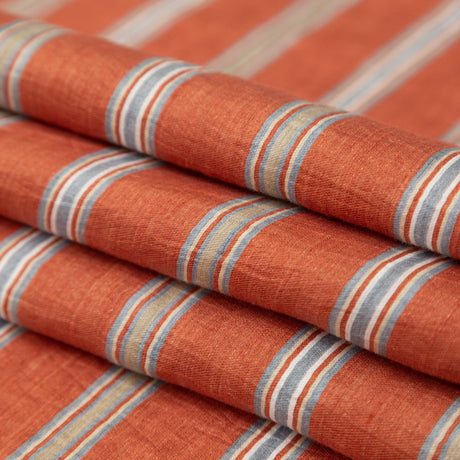 Italian Redwood and Blue Striped Rayon Woven