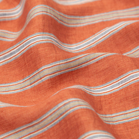 Italian Redwood and Blue Striped Rayon Woven
