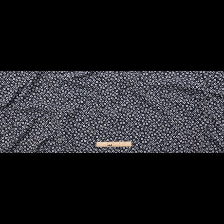 French Navy and White Floral Jacquard
