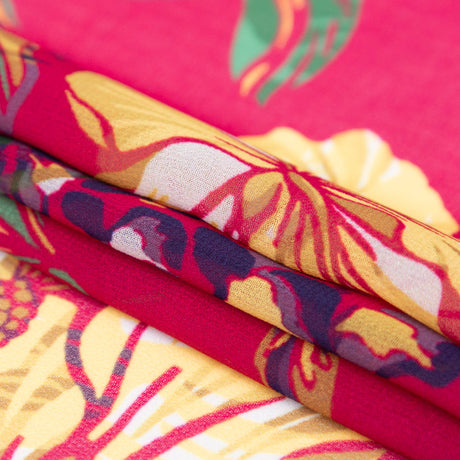 Italian Deep Magenta Floral Polyester Georgette