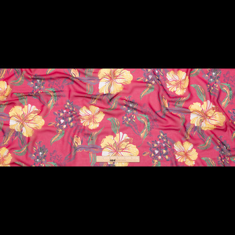 Italian Deep Magenta Floral Polyester Georgette