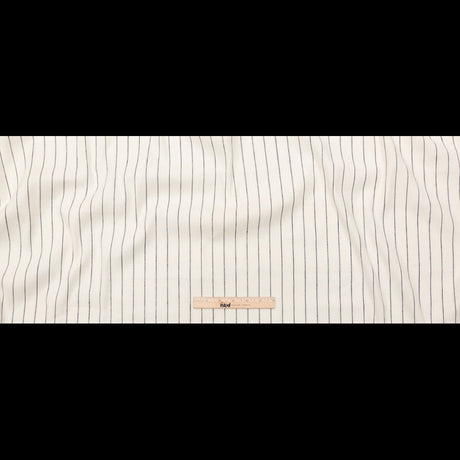 Stretch Linen - Metallic Silver and Black Stripes on White - Lindasol Collection