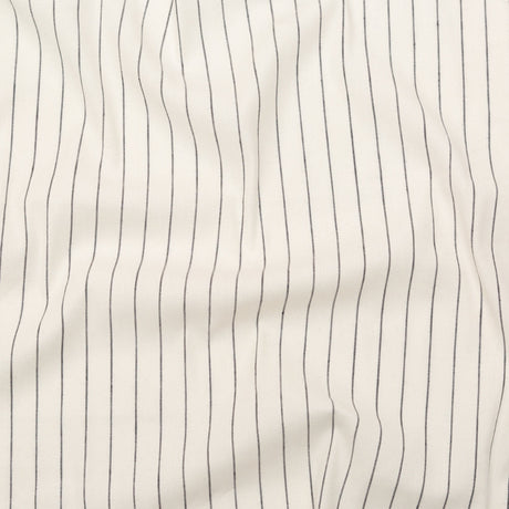 Stretch Linen - Metallic Silver and Black Stripes on White - Lindasol Collection