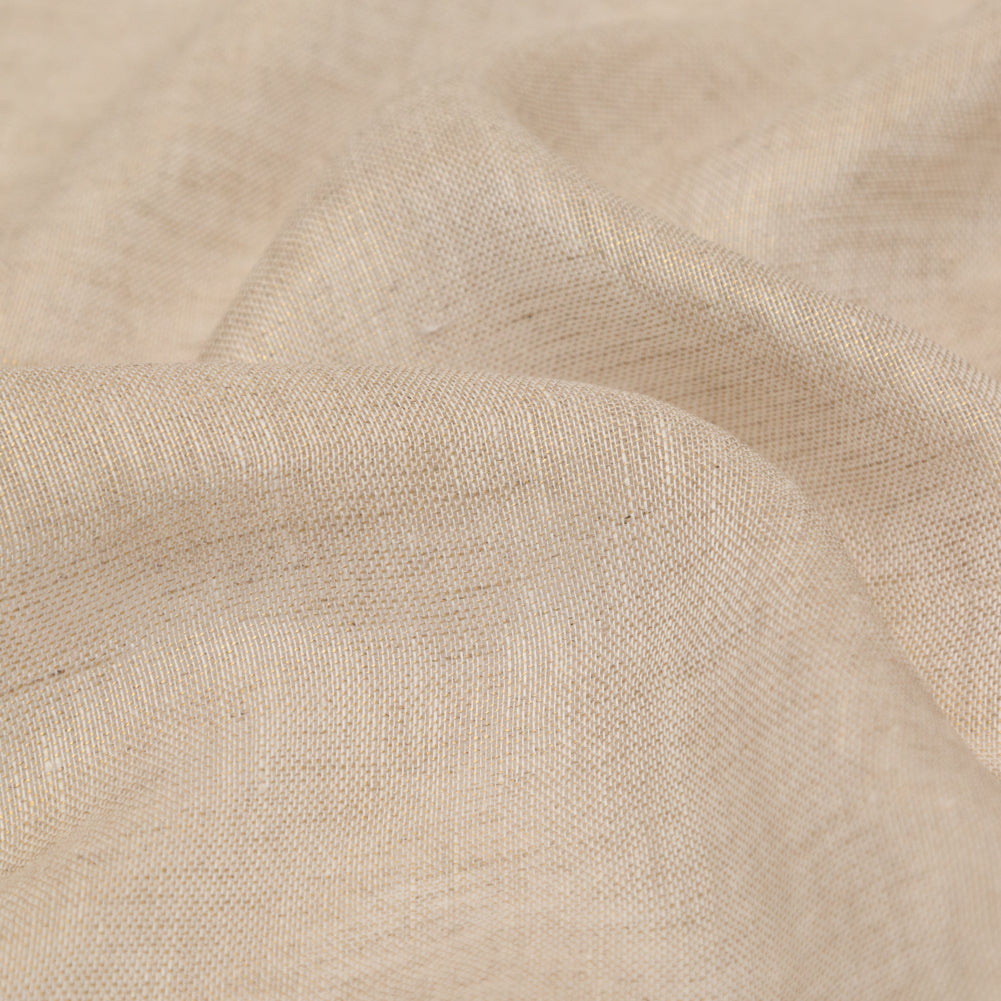 Linen Scrim with Metallic Foil - Gold on Oatmeal - Talatha Collection