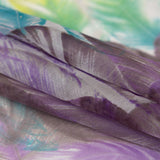 Spiced Plum and Stone Green Feathers Silk Chiffon