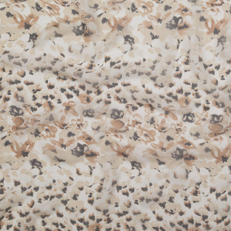 Candied Ginger, Chateau Gray and Golden Brown Abstract Silk Chiffon