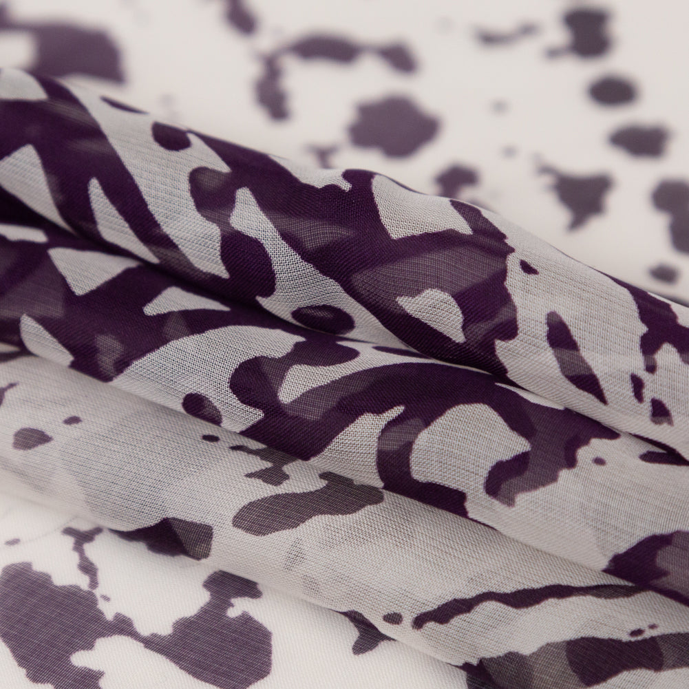 Blackberry Wine and Pumice Stone Abstract Silk Chiffon