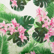Pesto Palms and Pink Lilies Printed Linen Woven