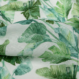 Green Banana and Palm Leaves Printed Ivory Linen Woven